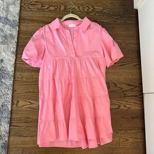 Vestique Women's Pink Puff Sleeve Mini Dress